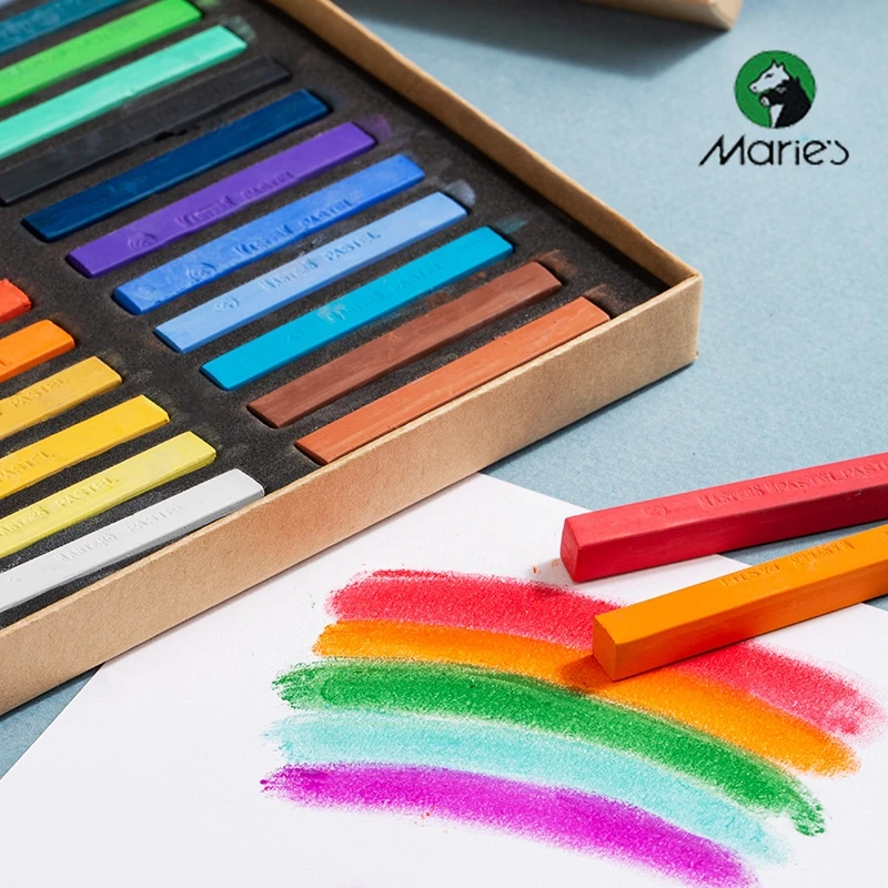 Maries Square Pastel Set 12/24/36/48 Color Soft Dry Pastel Artist Chalk Stick Non Toxic for Art Drawing Painting Supplies