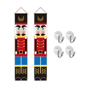 

1 Pair Christmas Decoration Walnut Soldier Door Banners Hanging Cloth Door Sign U90A