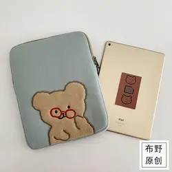 Tablet Case Laptop Storage Bag For Mac Ipad pro 9.7 11 13inch Cartoon Glasses Bear Koala Sleeve Liner Bag Student Girls Case