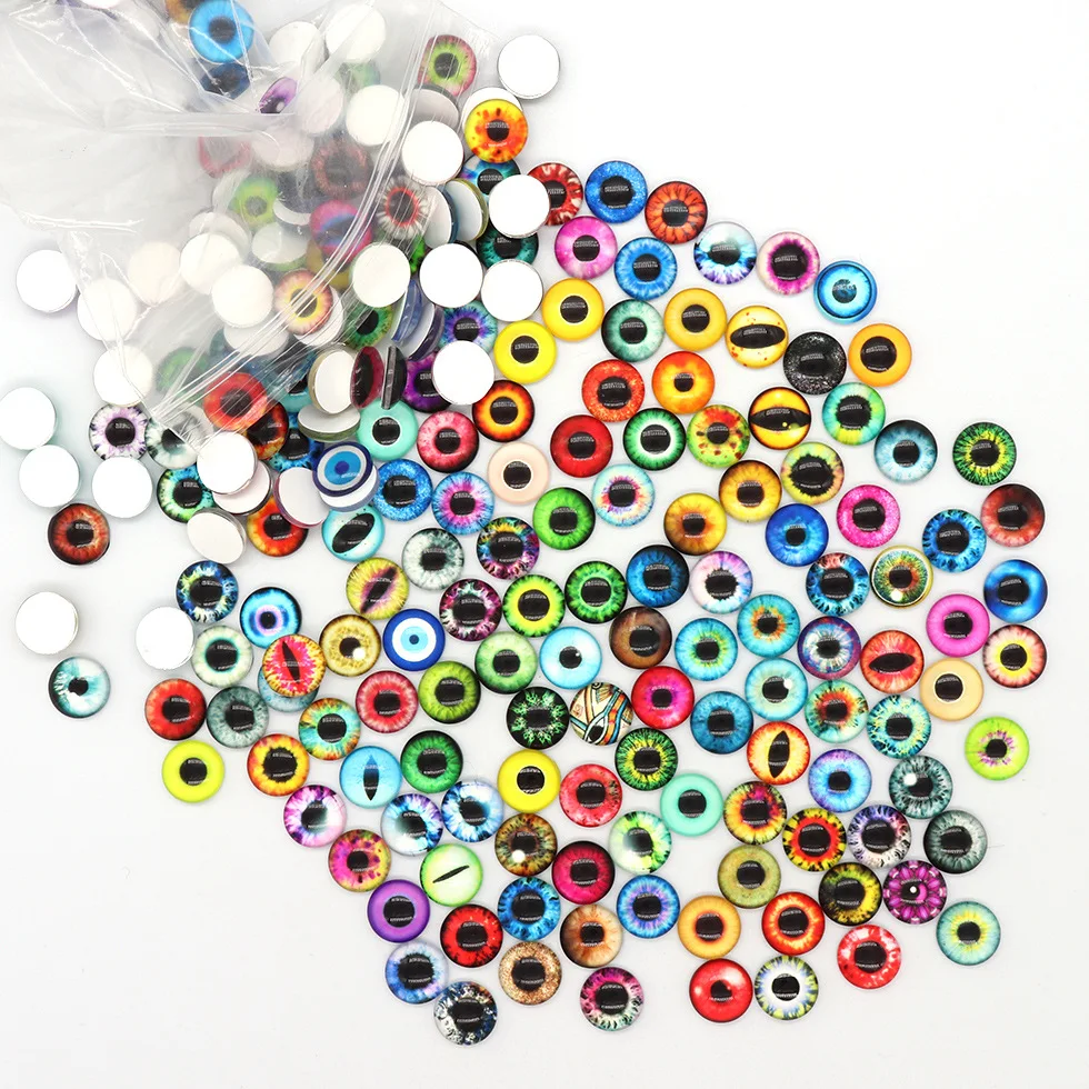 Doll Eyes 20 Pcs Glass Eyes For DIY Sewing Dolls Crafts Accessories Cat Eye Dragon Dinosaur Eye Round Cabochon