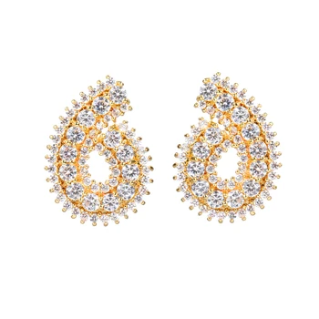 

Spiral Distinctive Design Gold Color Earring Full Of Cubic Zircon Cute Jewelry For Women Bridal Wedding Party Jewelry