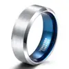 Tigrade 4/6/8mm Classic Wedding Band Engagement Rings Silver Color Blue Engraving Tungsten Carbide Rings For Women Men Size4-14 5