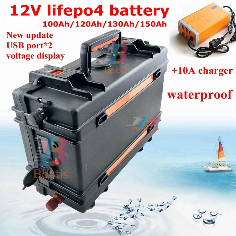 Lifepo4 12V 100Ah 120Ah 130Ah 150Ah аккумуляторная батарея для зарядки Ноута и сотового телефона