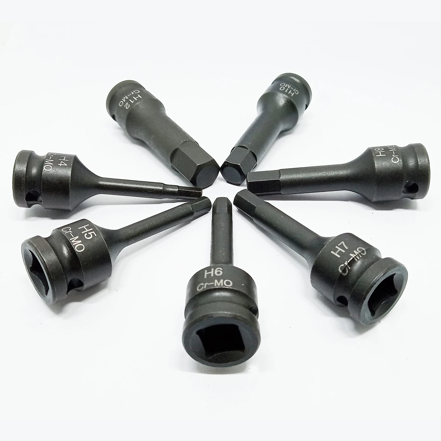 7pcs ударная головка с алмазным напылением для 3/8 дюймовый накопитель Хромомолибденовая Сталь шестигранный ключ разъем метрический шестигранный бит воздействия сплайн гнездо Набор бит