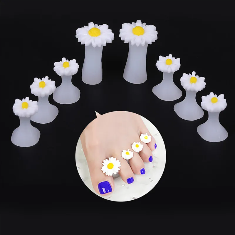 8pcs/Lot Soft Silicone Toe Separator Foot Finger Divider Form Manicure Pedicure Care Nail Art Tool Flower Holder Accessory