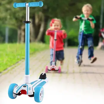 

Children Scooter Front LED Flashing Wheel Music Function Kids Outdoor Sport Toy 3 Wheel Kick Scooter Foot Scooter Skateboard