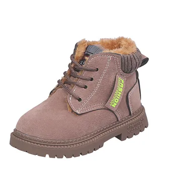 

Size 21-30 Children Snow Boots PU Leather Shoes Boys Autumn Winter Warm Cotton shoes Fashion Girls Kids Boots Non-slip