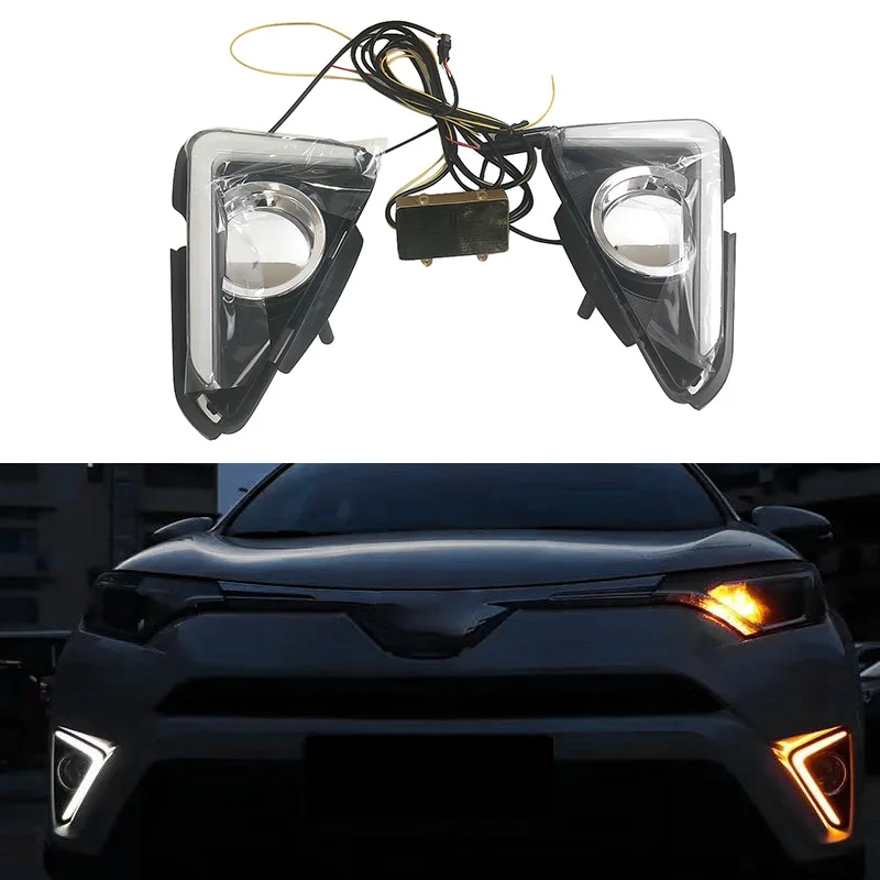 2 шт. для Toyota RAV4 2016-2018 Автомобильный светодиодный DRL Габаритные огни с поворотом