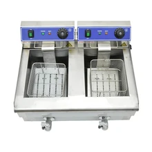 

20L Electric Deep Fryer Dual Tank Frying Machine Stainless Steel Fried Chicken Grill French Fries Frying Machine Oven Hot Pot
