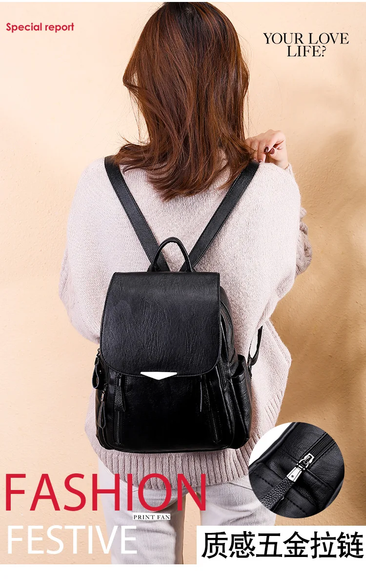 

Female Backpack School-Bag DAVIDJONES Travel Teenager Girl Women Brand Pu Large Lady