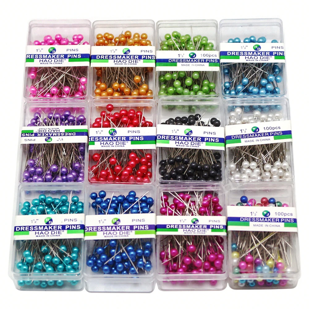Sewing Clothes and Jewelry DIY Object Fixation ESHATO 350 Pieces Sewing pins Ball Glass Head Pins 38mm Length Bead Head Needle with Transparent Plastic Box for Office 