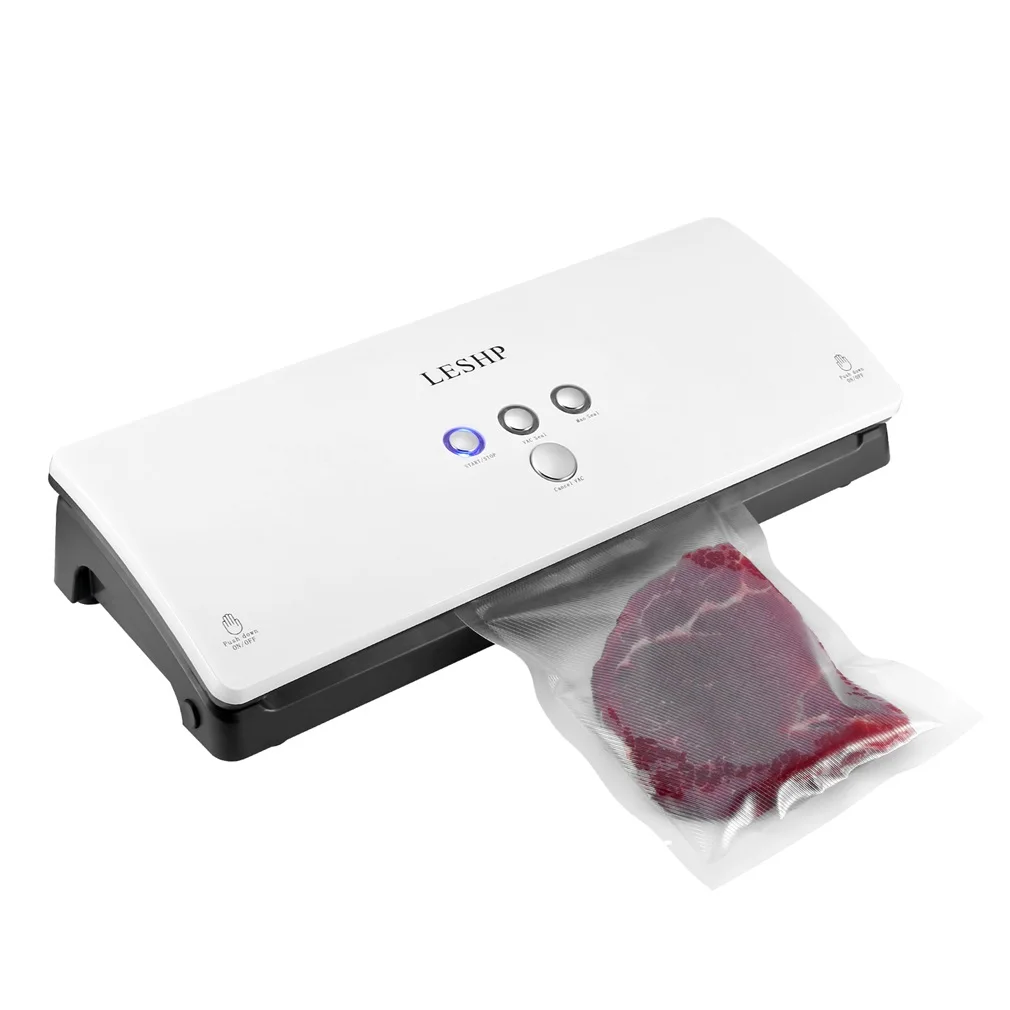 

LESHP Portable Compact Simple Operations Vacuum Sealer Sealing Machine for Household Food Preservation White ABS