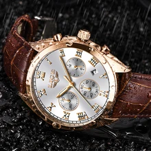 Для мужчин s часы lige top Бренд роскошные кожаные деловые водонепроницаемые часы Для мужчин модные хронограф дат Мужские кварцевые часы, наручные часы с механизмом