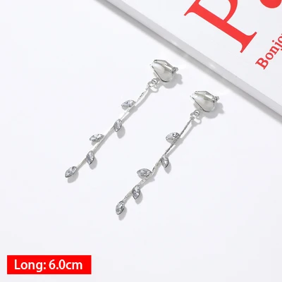 Hot Sale Korean Style Clip on Earrings Geometric Long Ear Clips for Fashion Girl Student Party Prom No Pierced Earring Gift - Окраска металла: 002