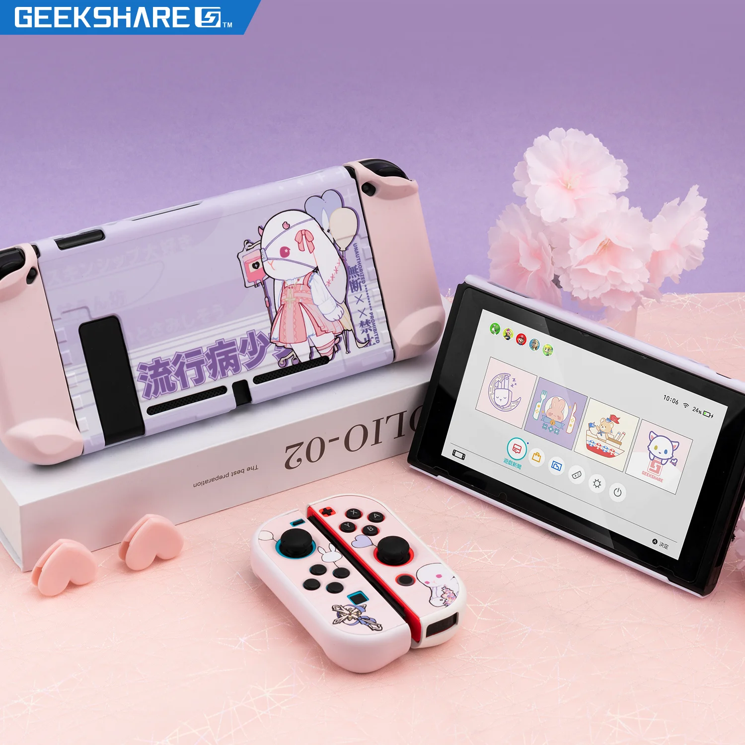Geekshare Original Design Nintendo Switch Shell Kawaii Cute Cartoons Girl Hard Full Cover Back Grip Tpu Case For Ns Accessories Replacement Parts Accessories Aliexpress