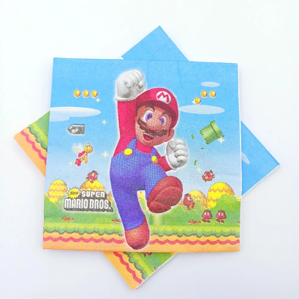 2,4 м баннеры Марио тематические праздничные товары для дня рождения бумажные баннеры флаги бумажный флаг детский душ Декор день рождения - Цвет: 20pcs napkins