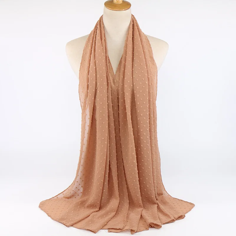 Модный простой шифоновый хиджаб с помпонами, мгновенный хиджаб, Женские Дышащие шали, мусульманский головной убор, макси исламский Sjaal 180*70 см - Цвет: Khaki