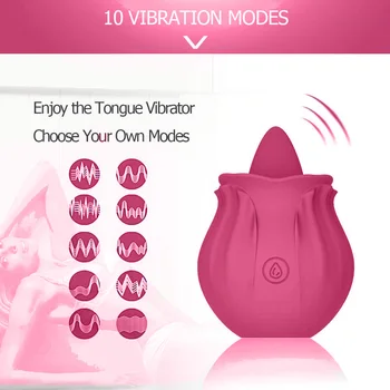 Rose Shape Dildo Toys For Women Vibarater Tongue Vibrant Licker Vagina Stimulator 10 Modes Oral Clitorals Stimulator Adullt 3