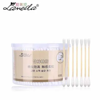 

500pcs/box Natural Cotton Swabs Double Head Wood Sticks Nose Ears Cleaning Cosmetics Health Care Cotton Buds