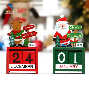 

Christmas Decorations Creative Wooden Ornaments Office Table Wood Christmas Calendar Children'S Gifts Christmas Desktop Decor