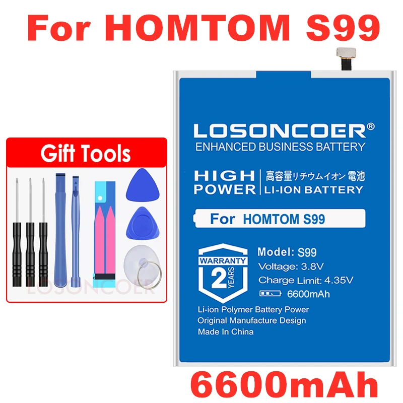 LOSONCOER S99 6600 мАч новейшее производство литий-ионная резервная батарея для мобильного телефона HOMTOM S99+ номер отслеживания