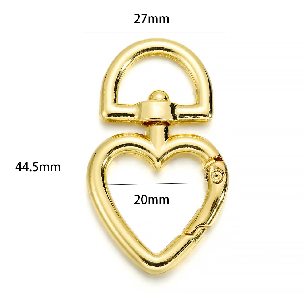 5Pcs/lot Peach Heart Shape Metal Spring Clasp Hooks Carabiner Key