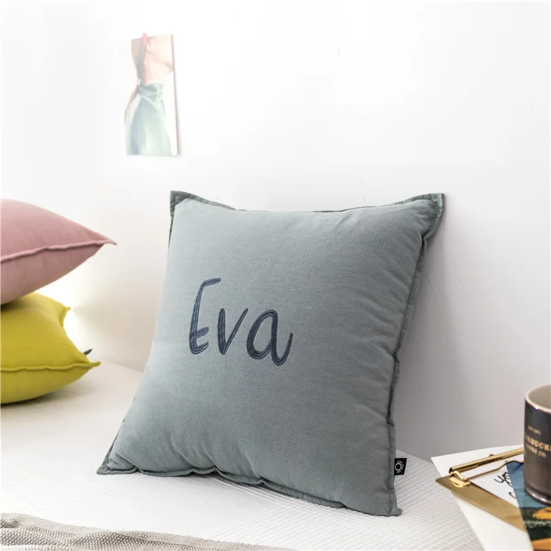 2-6(cushion cover) Одноцветная круглая подушка с вышитыми буквами в скандинавском стиле в полоску ярких цветов, круглая подушка для офиса, дивана, дома, декоративная задняя подушка - Цвет: 2-6(cushion cover)