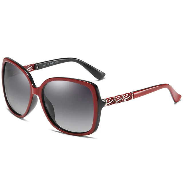 YXYS Fashion Polarized Sunglasses Brand Women's High Quality Butterfly Frame Sun Glasses Women UV400 oculos de sol Eyewear 8801 red-black