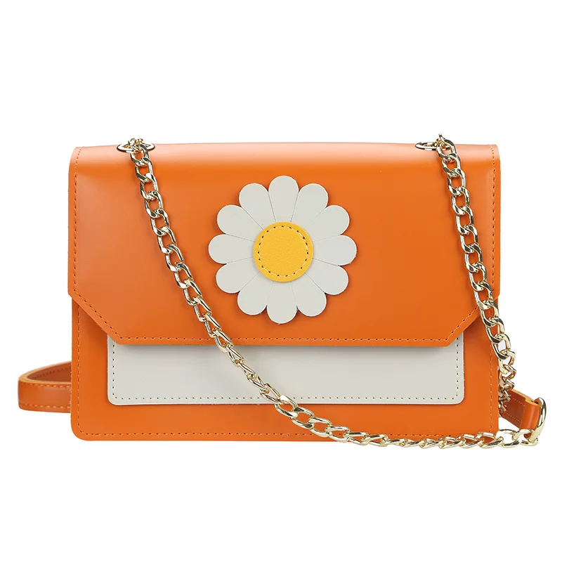 

Flip Small Square Bag 2019 Fashion New Crossbody Bag PU Leather Women's Designer Handbag Flower Chain Shoulder Messenger Bags