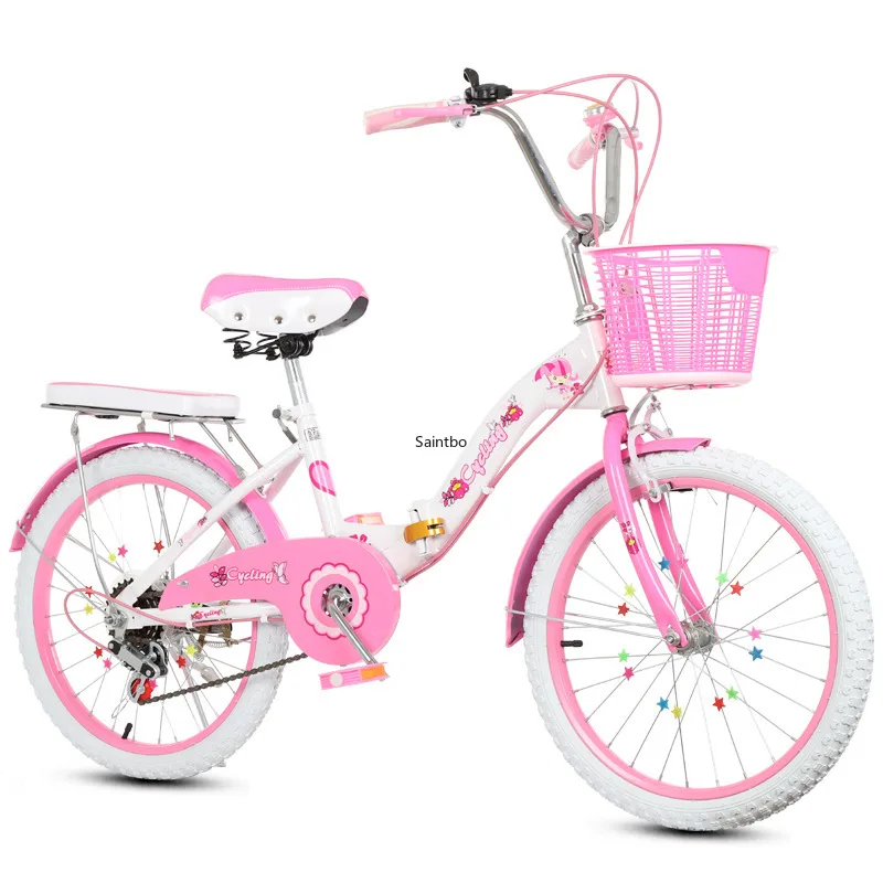 Pink/ Blue Manufacturers Selling Children's Bicycle Folding Princess Bicycle 18 Inch 20 Inch 22 Inch Fashion Student Bike