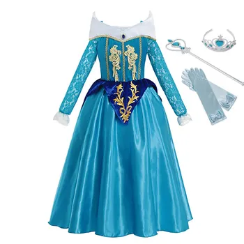 

Dress 2020 new hit blue Sleeping Beauty Costume For Girls Aurora Princess Party Dress Fancy Girls Dress Kids Children's Clothing