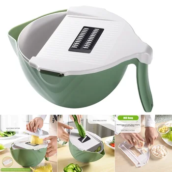 

Multifunctional Vegetable Cutter Kitchen Household Vegetables Shredder Fruit Drain Basket Potato Slices Grater DC112