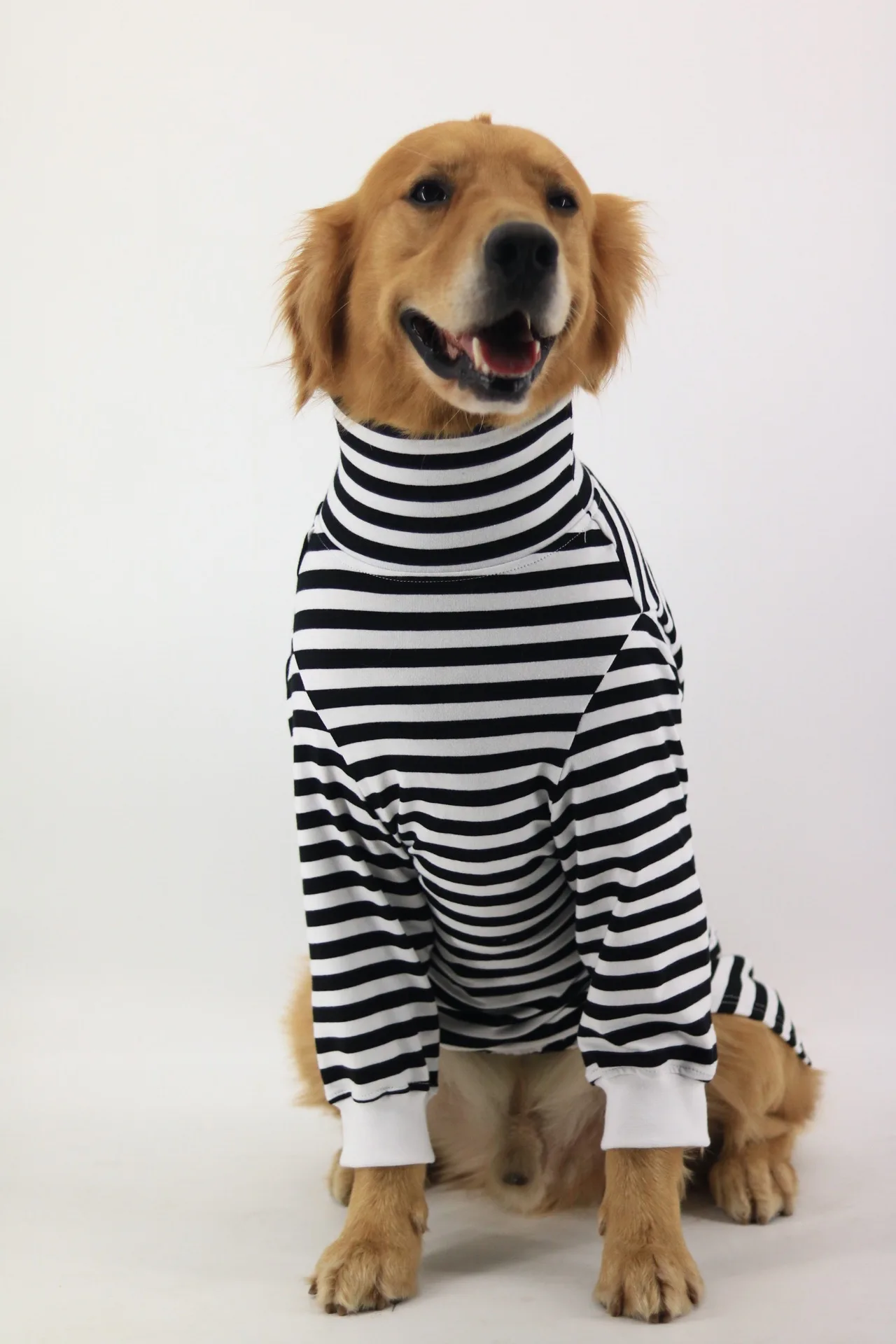 Large-Dog-Clothes-Cotton-Striped-Long-sleeved-High-neck-Bottoming-Shirt-Golden-Retriever-Labrador-Doberman-Dog.jpg Nagy Kutya Ruhák Pamut Csíkos, Hosszú Ujjú, Magas Nyakú Alsó Ing Arany Retriever Labrador Doberman Kutya Ruha Kutya Ing - Image 3
