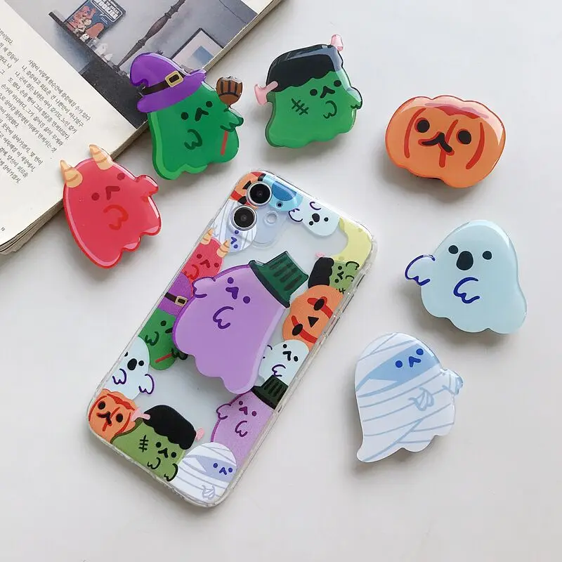 

2020 Dropping Glue Fold Finger Grip Ring Mobile Phone Holder For Iphone Samsung Xiaomi Redmi Cute Cartoon Holder Stand Bracket