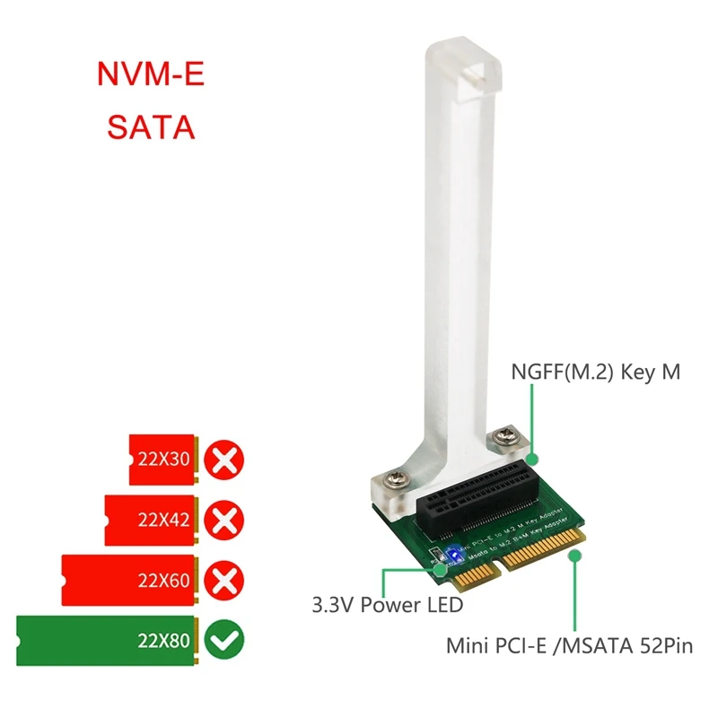 M.2 NGFF ключ M к Mini PCI-E адаптер NGFF B+ M ключ к MSATA конвертер для 2280 NVME SSD