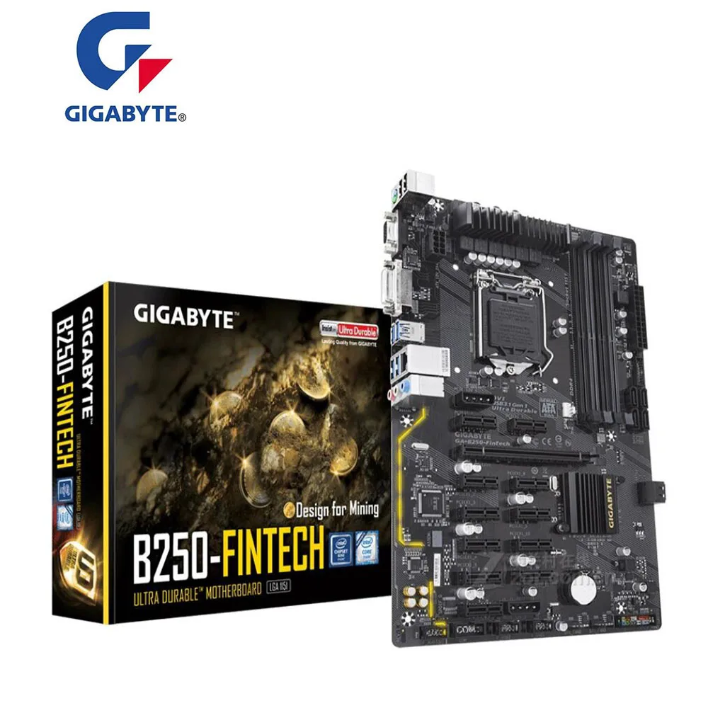 Материнская плата GIGABYTE B250-FinTech B250 для настольного ПК GA-B250-FinTech 12PCI-E DDR4 BTC PRO