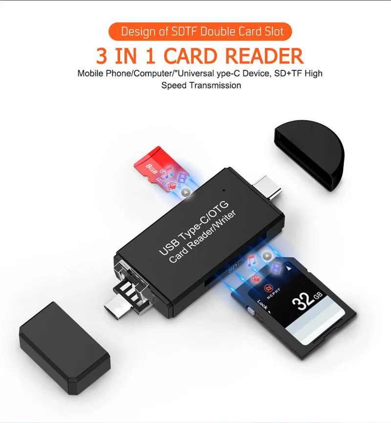 USB 3,0 считыватель карт памяти type c OTG android адаптер кардридер для micro SD TF microsd ноутбука Настольный компьютер usb интерфейс