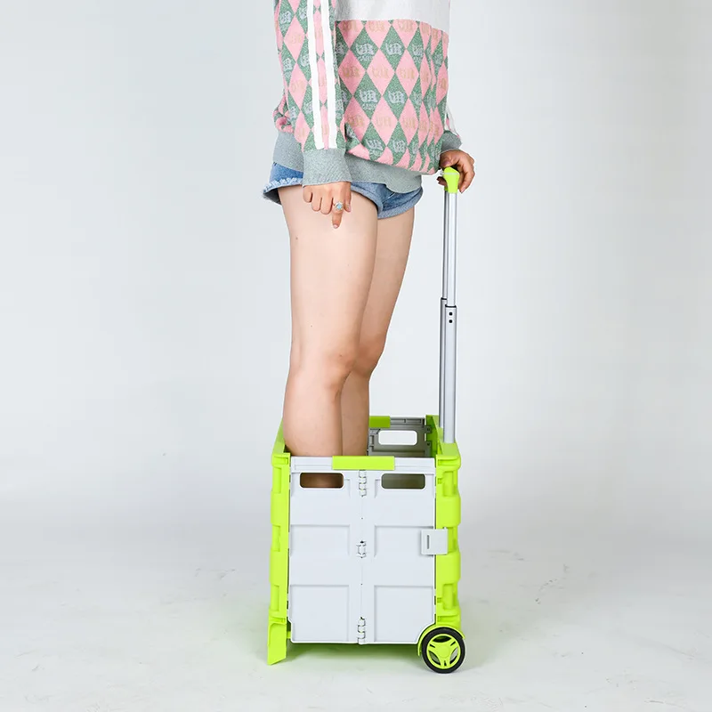 Portable Folding Trolley Box Storage Box Shopping Trolley Portable Grocery Trolley Trolley Student Gift Box 2 Orders