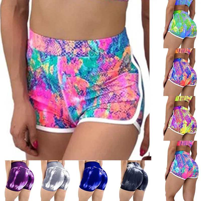 

Tie-dye Print Women's Elastic High Waist Leggings sexy Tight Sports Shorts Yoga Leggings Sport Women Fitness running shorts