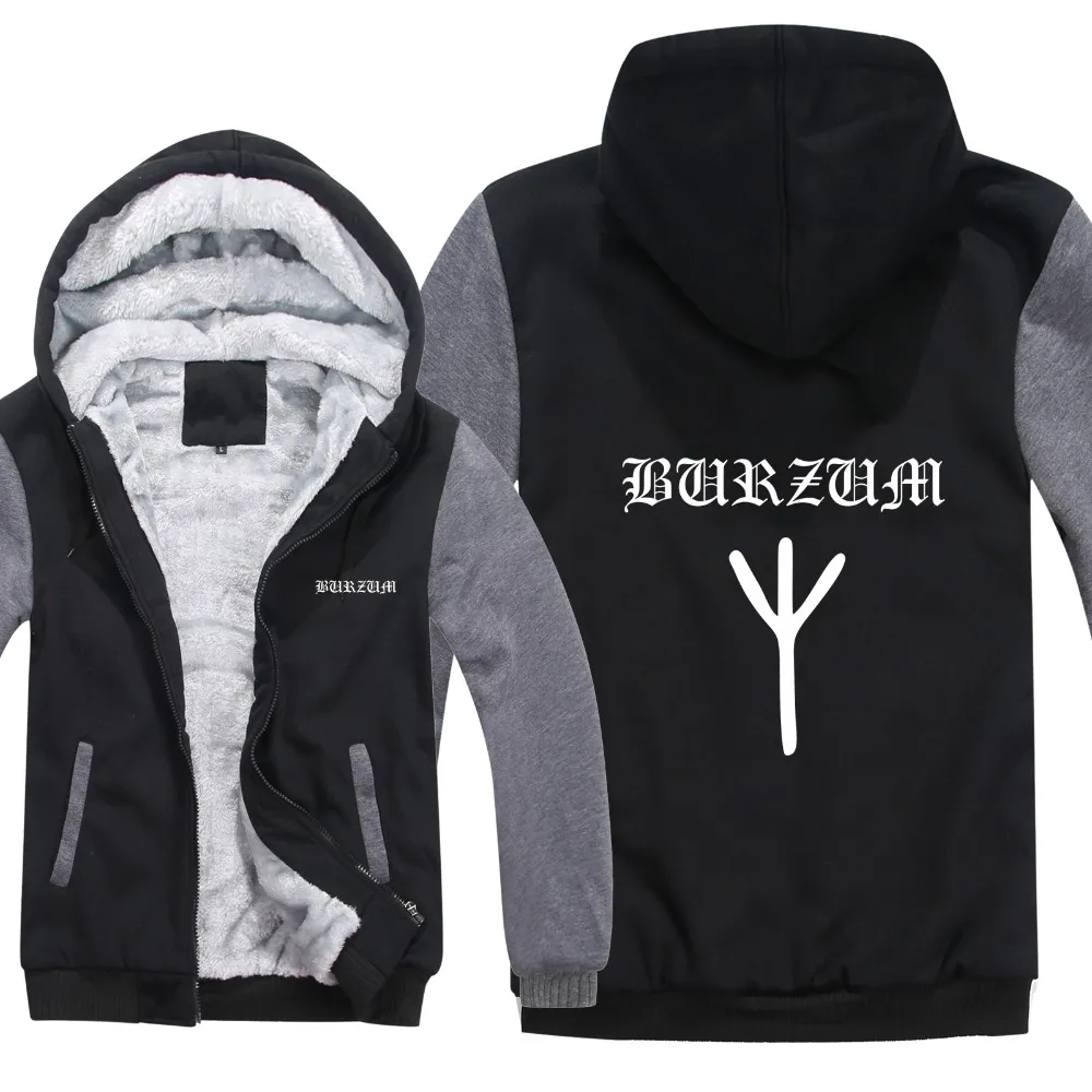 Burzum толстовки куртка мужская Пальто Зимняя мужская повседневная шерстяная подкладка флис утолщаются бурзум толстовки с капюшоном