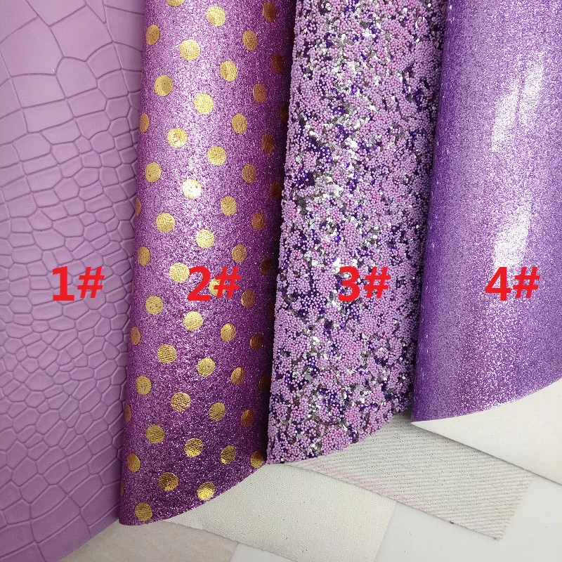 PUPRLE FLOCKING Glitter Fabric, Crocodile Synthetic Leather, Weaving Faux Fabric Sheets For Bow A4 21x29CM Twinkling Ming XM006E - Цвет: 1 set