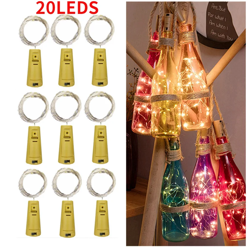 Светильники для винных бутылок пробка гирлянда с 20 светодиодами питание от