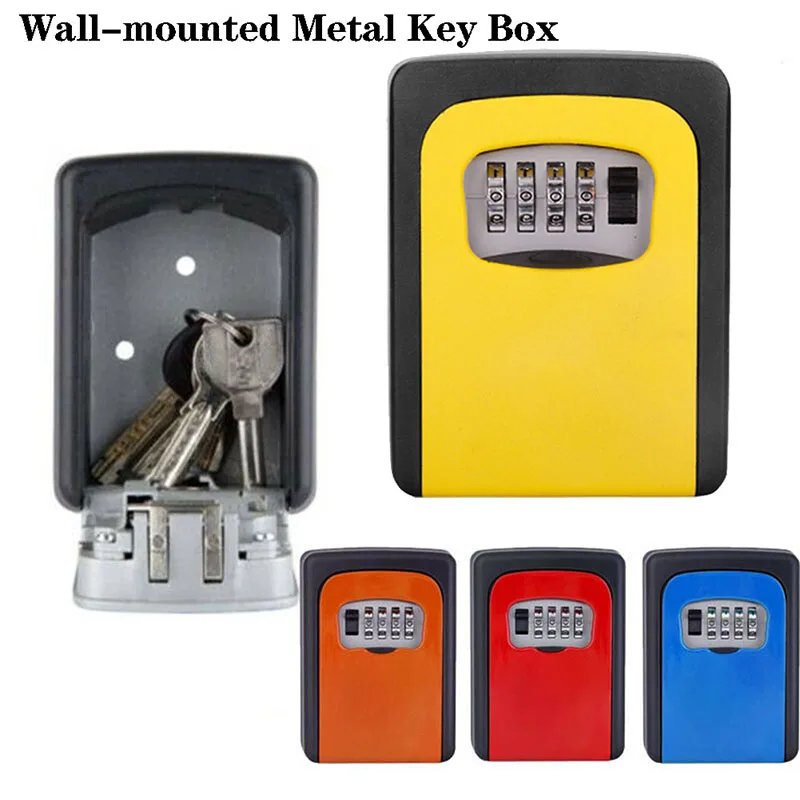 

Mool Key Lock Box Wall Mounted 2019 Aluminum Alloy Key Safe Box Weatherproof 4 Digit Combination Key Storage Box Indoor Outdoor