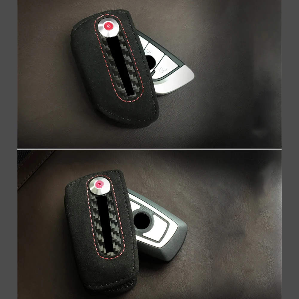 Leather key case for BMW F10 F11 F07 F20 F30 F32 F02 F25 Z4 F34 G30 G01 F15 F16 series side shell cap fob protection casing
