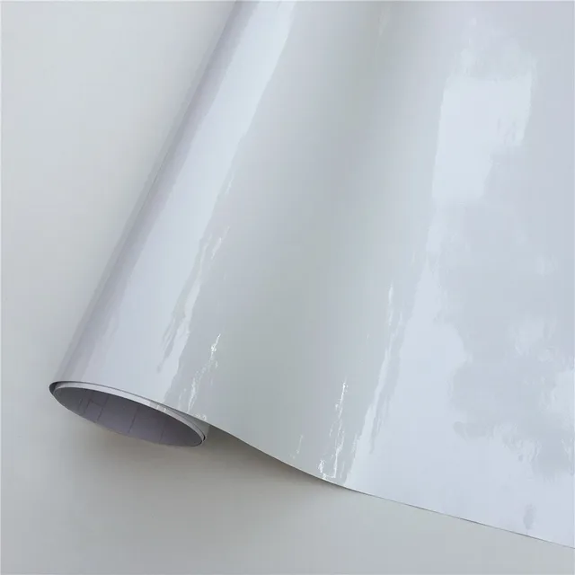 Retail White High Glossy Vinyl Car Wraps Self Adhesive Stickers