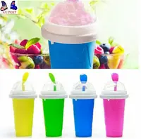 4 Colors Frozen Magic Cup With Spoon Food Grade Silicone Squeeze Homemade Quick Frozen Smoothie Cup for Slush Shake Ice Cream