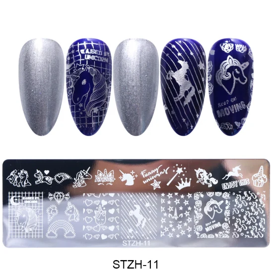 1pcs Nail Art Stamps Nail Stamping Plates Templates Letters Butterfly Leaves Cats Stars Gel Polish Manicure Stencils TRSTZH01-12 - Цвет: STZH-11