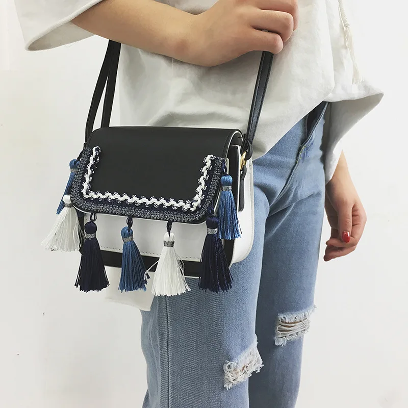 

2017 Autumn New Style Ethnic-Style Chain Square Sling Bag Fashion Chain Contrast Color Shoulder Bag Female Messenger Bag