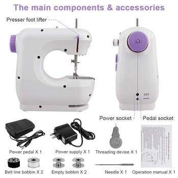 

Portable Household Mini Hand Sewing Machine Quick Stitch Sew Needlework Cordless Clothes Fabrics 2-Speed with Foot Pedal for Kid