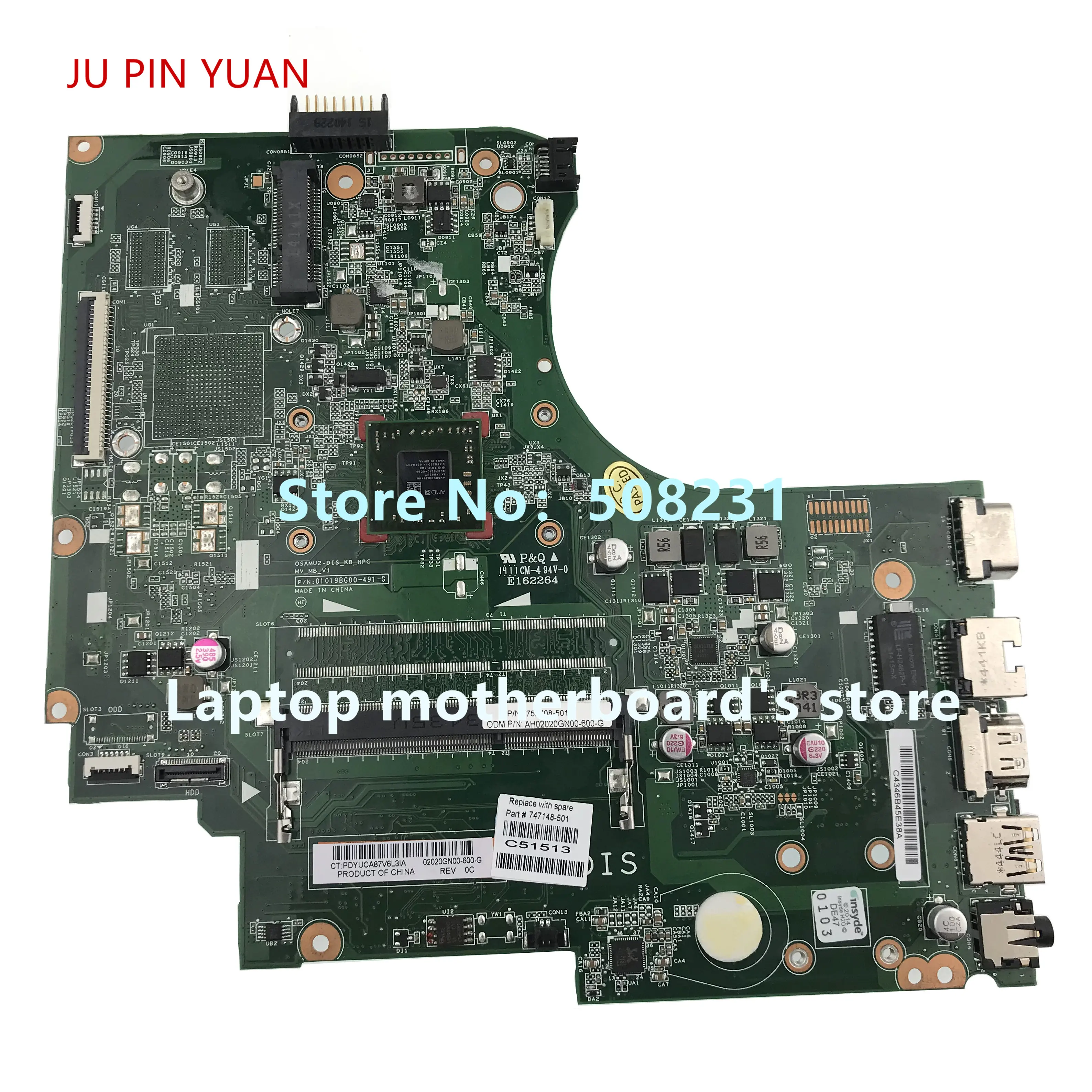 

747148-001 747148-501 747148-601 For HP 255 G2 15-D Laptop Motherboard MB A4-5000 DDR3 100% Fully Tested